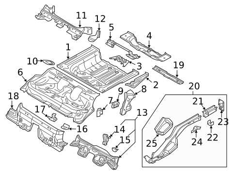 Rear Floor & Rails for 2018 Audi A3 Quattro #1