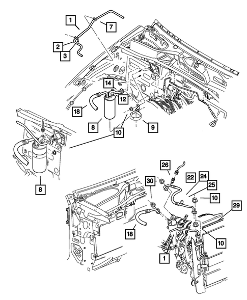 Air Conditioner and Heater Plumbing for 2006 Jeep Liberty #0