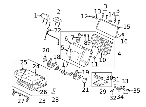Rear Seat Components for 2004 Mitsubishi Endeavor #0