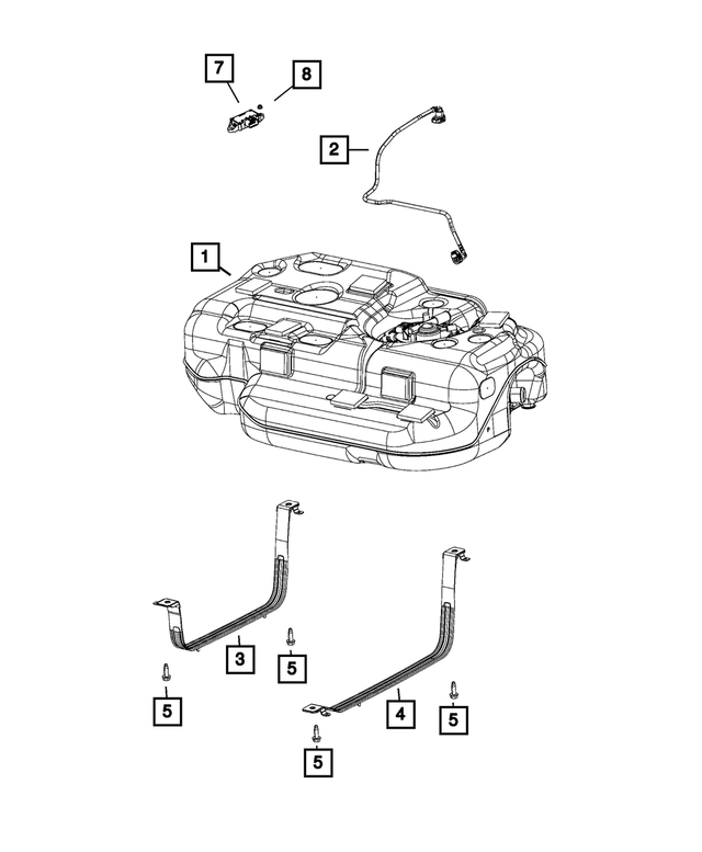 68455206AA - Fuel and Accelerator Pedal: Fuel Tank Strap for Mopar Image