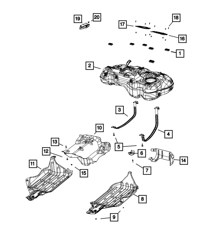 68368222AE - Fuel and Accelerator Pedal: Fuel Tank for Mopar Image image