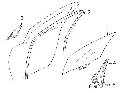 Glass - Front Door for 2003 Suzuki Aerio #0