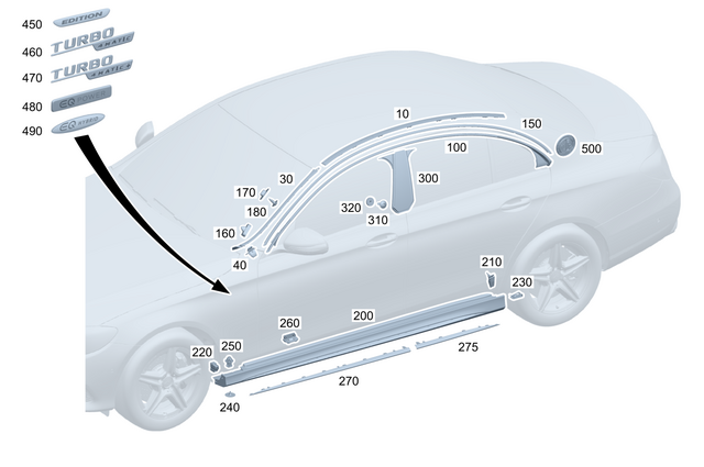 1186905600 - Covering and Lining: Trim Strip for Mercedes-Benz: CLA250, CLA35 AMG, CLA45 AMG, CLA45 AMG S Image image