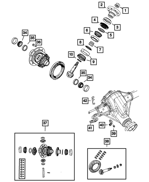 Front Axle;  Housing, Differential and Vent for 2017 Jeep Wrangler #1