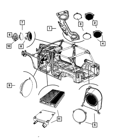 Radio, Antenna, Speakers, DVD, and Video systems for 2010 Jeep Wrangler #0