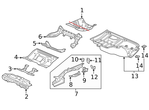 Rear Floor & Rails for 2021 Honda Insight #0