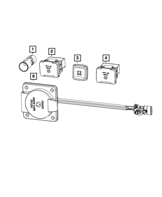 « 68467945AA – Electrical : Prise De Courant Bouchon pour Mopar Image »