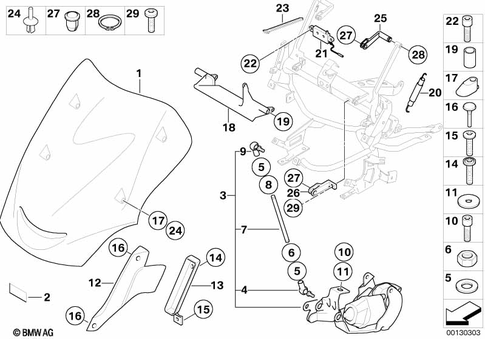 Motorcycle Trim Section, Windshield for 2005 BMW-Motorrad K 1200 GT #0