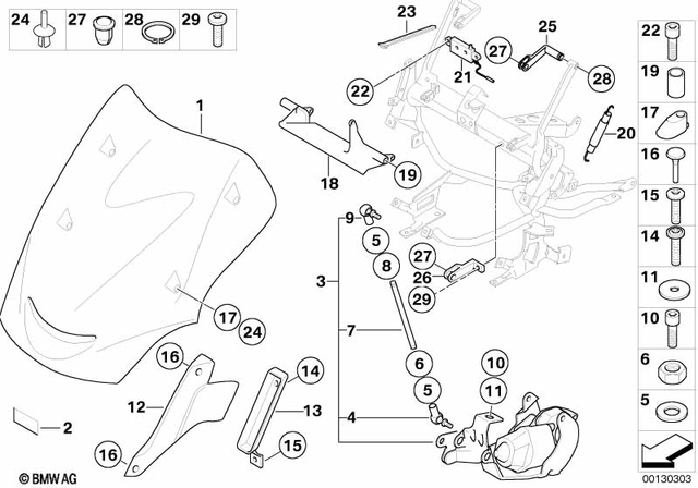 46637663115 - Frame and Mounting Parts: Windshield, High -  for BMW-Motorrad Image