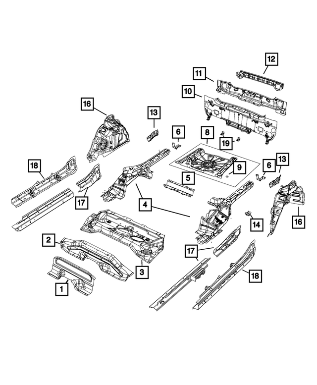 68255527AA - : Rear Bumper Beam, Export for Mopar Image