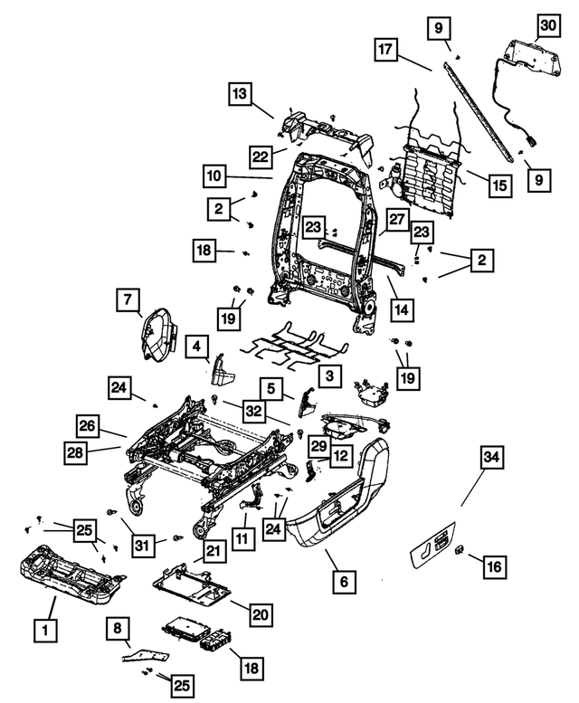 68050447AA - Interior Trim: Front Seat Cushion Frame for Mopar Image