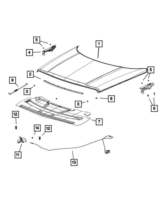 « 68171439AA – Body Sheet Metal Except Doors : Capot Butoir pour Mopar Image »