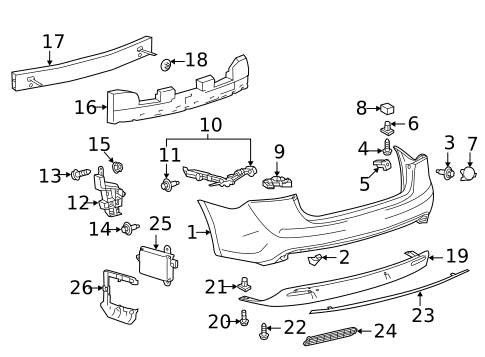 Bumper & Components - Rear for 2016 Toyota Avalon #0