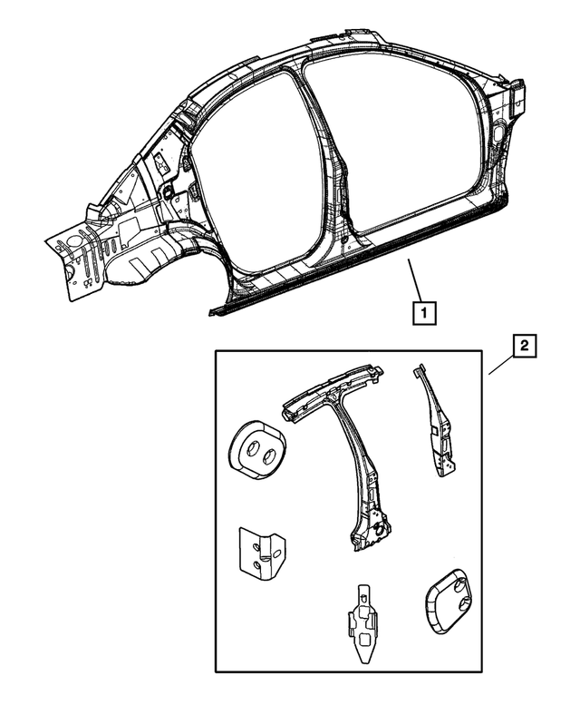 5019352AG - Body Sheet Metal Except Doors: Body Side Aperture Panel, Right for Mopar Image