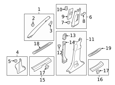 Interior Trim - Pillars for 2014 Kia Sorento #0
