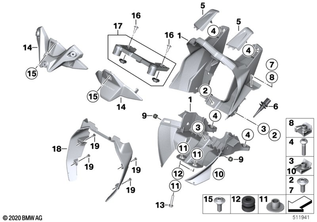 46638393612 - Frame and Mounting Parts: Front Panel Carrier Lower Part -  for BMW-Motorrad Image