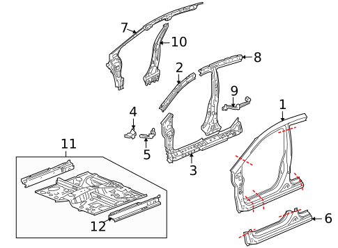 Center Pillar for 2010 Honda Insight #0