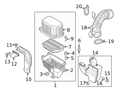 thumbnail image 2 of OEM Kia Air Cleaner Intake Inlet Duct Tube – 2014-2019 Kia Soul – 28210-B2000 – Genuine Kia Part 2 of 5