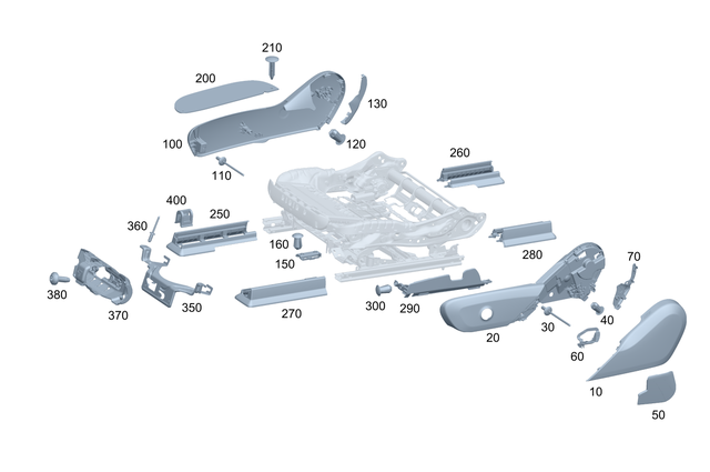 2969190000 - Front Seat: Molding, Seat Adjustment for Mercedes-Benz: EQE 350 SUV, EQE 350+ SUV, EQE 500 SUV, EQE AMG SUV, EQS 450 SUV, EQS 450+ SUV, EQS 580 SUV Image image