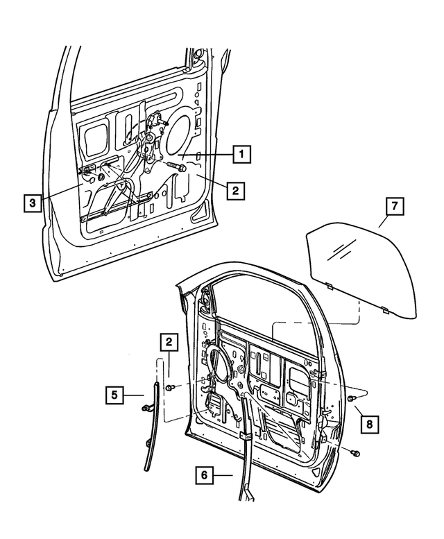 55276206AD - Doors and Related Parts: Front Door Window Regulator, Right for Mopar Image