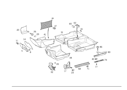 Front Panel Pillar Panelling, Lining on Floor and Footrest for 1998 Mercedes-Benz E430 #0