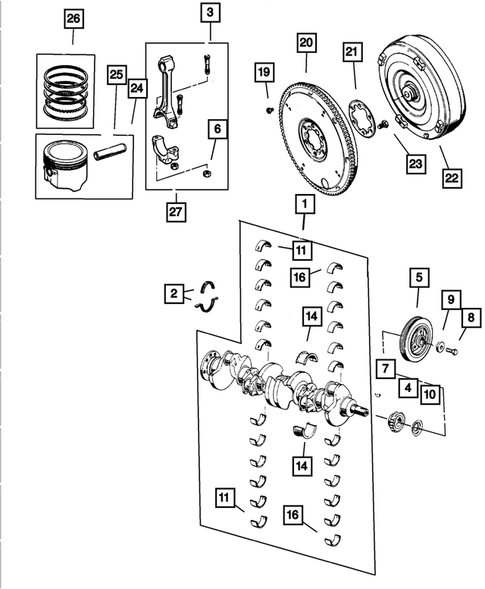 Crankshaft, Piston and Torque Converter for 2004 Jeep Grand Cherokee #0