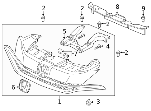 Grille & Components for 2014 Honda Civic #1