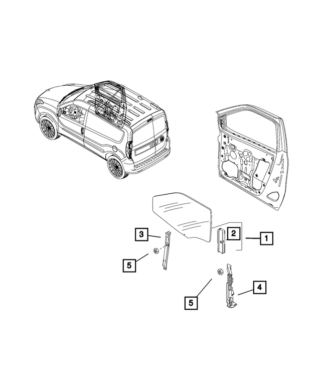 68259413AA - Glass: Front Door Glass, Right for Mopar Image