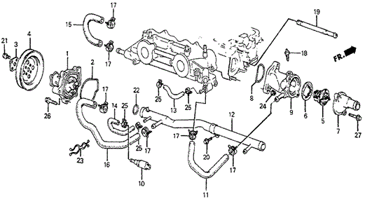 Water Pump - Thermostat (DX) for 1984 Honda Prelude #0