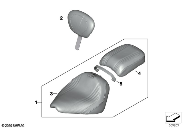 77302463894 - Ergonomics &amp; Comfort: Rider Seat Backrest Diamond, Black for BMW-Motorrad Image