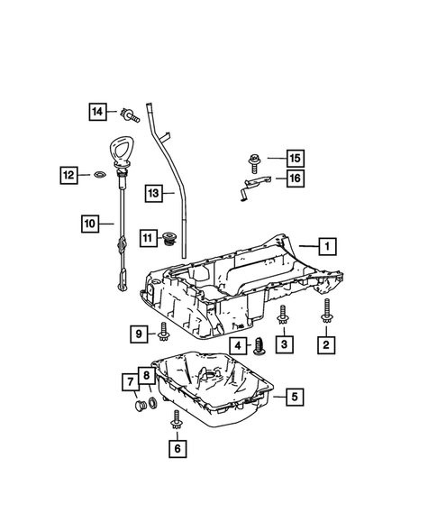 Engine Oiling, Oil Pan and Indicator (Dipstick) for 2008 Dodge Sprinter 2500 #0