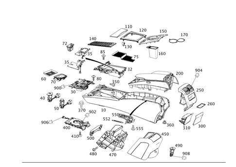 Housing with Stowage Tray, Armrest and Ashtray for 2015 Mercedes-Benz GLK 250 #0