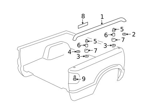 Exterior Trim - Pick UP Box for 2003 Chevrolet S10 #1