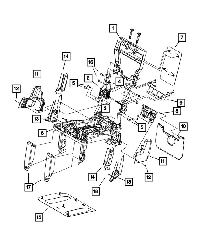 68141062AB - Interior Trim: Rear Seat Back Frame for Mopar Image