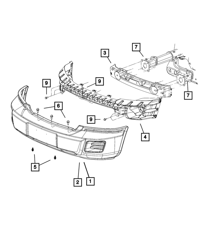 68029832AB - Frame, Bumper and Fascia: Front Fascia for Mopar Image