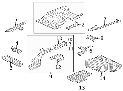 Rear Floor & Rails for 2013 Honda Civic #1