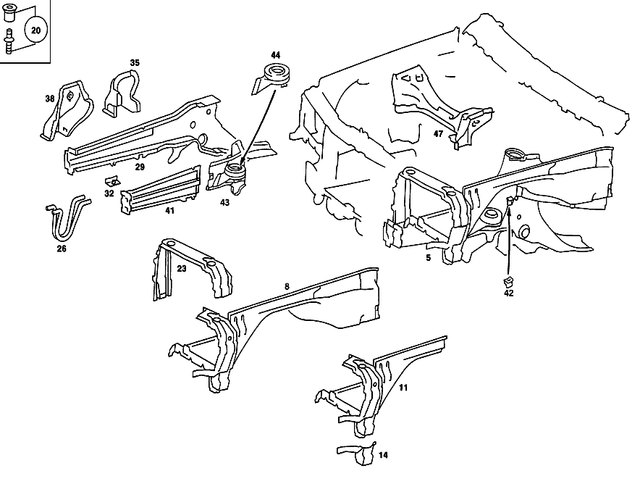 2016203161 - Front Panel: Wheelhouse for Mercedes-Benz: 190D, 190E Image image