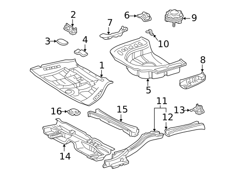 Rear Floor & Rails for 1999 Lexus ES300 #0