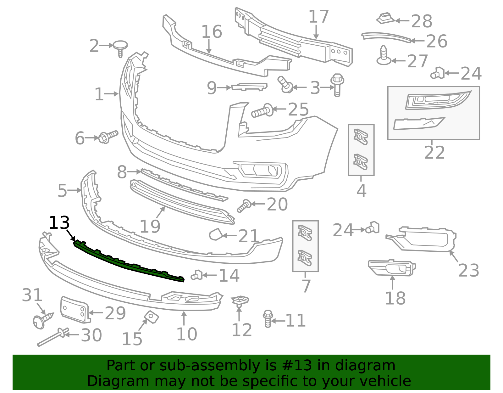 2013-2016 GMC Acadia Galvano Silver Front Bumper Fascia Molding ...