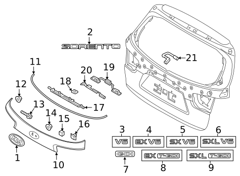 Exterior Trim - Lift Gate for 2019 Kia Sorento #0