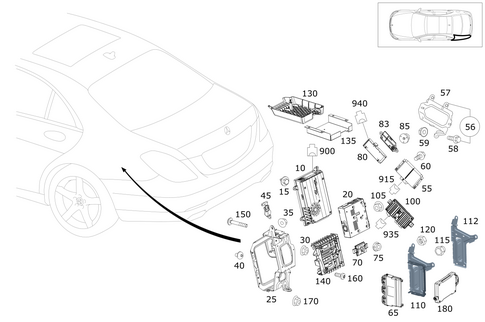 Control Modules and Relays in Load Compartment for 2017 Mercedes-Benz S550e #0