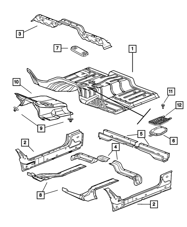 68036568AF - Body Sheet Metal Except Doors: Front Floor Pan for Mopar Image