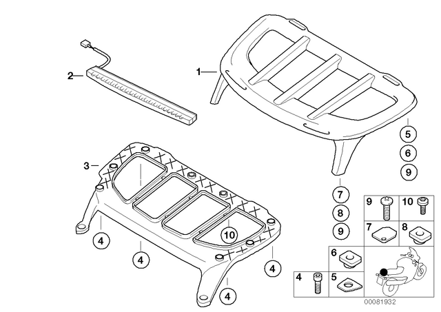 52537655295 - Luggage &amp; Storage: Spacer, Rear, Left for BMW-Motorrad Image