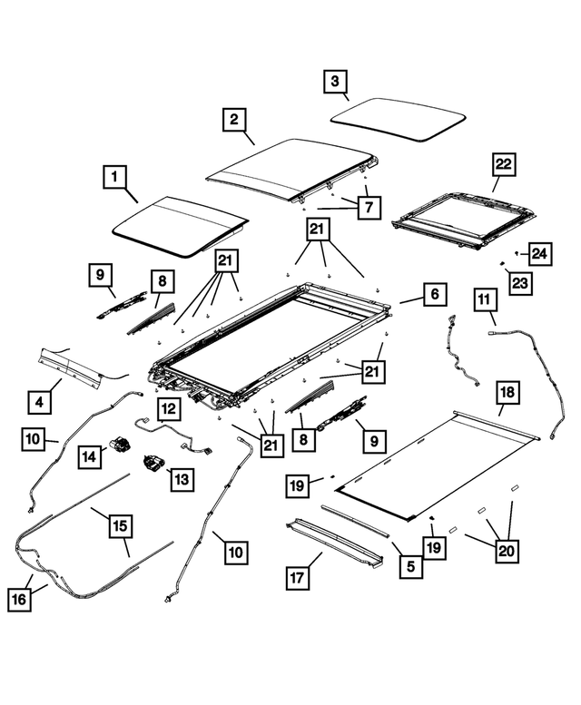 68227747AC - Body Sheet Metal Except Doors: Skylight Glass for Mopar Image image