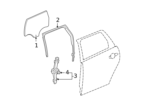 Glass - Rear Door for 2004 Chevrolet Malibu #0
