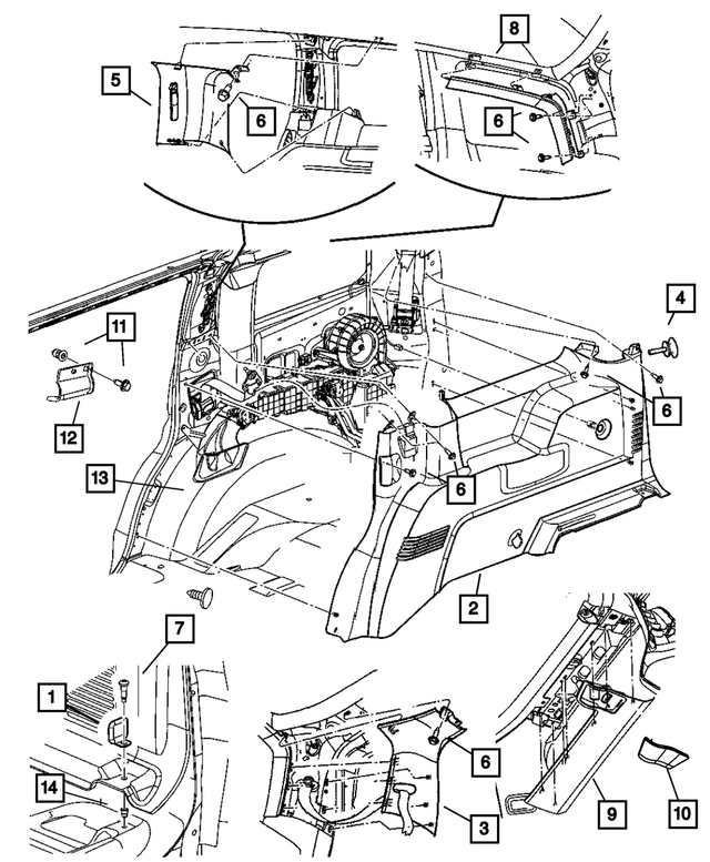 5KT60XDBAC - Interior Trim: Quarter Trim Panel, Right for Mopar Image