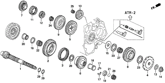 AT Countershaft for 1995 Honda Prelude #0