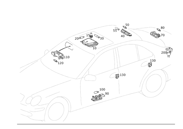 2038205001 - Electrical System: Interior Lamp for Mercedes-Benz: C230, C240, C280, C32 AMG, C320, C350, C55 AMG Image image