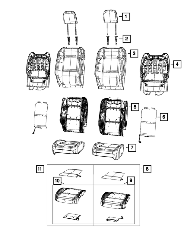 68281998AE - Interior Trim: Front Seat Back Foam, Right for Mopar Image