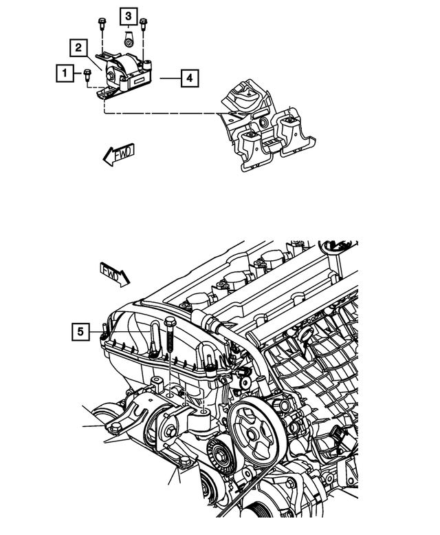 6104412AA - 2.2L Turbo Diesel; Engine: Hex Head Bolt And Coned Washer, Mounting for Mopar Image